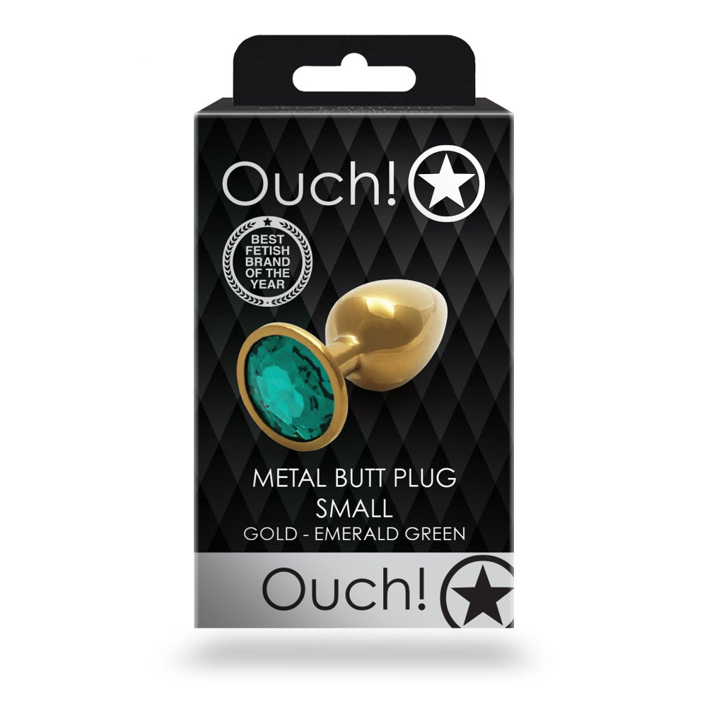 Small Anal Plug - Green Crystal Jewel Ouch! golden