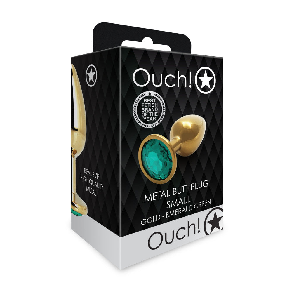 Small Anal Plug - Green Crystal Jewel Ouch! golden