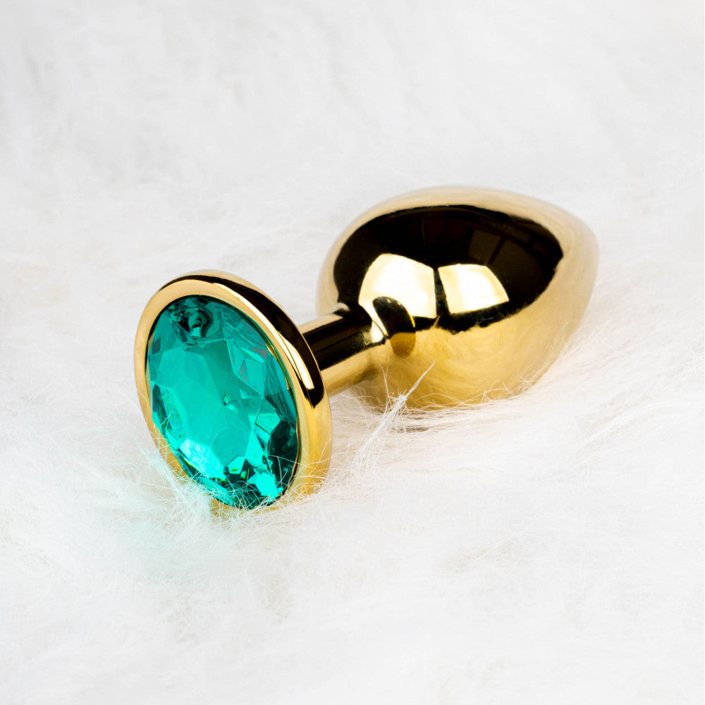 Small Anal Plug - Green Crystal Jewel Ouch! golden