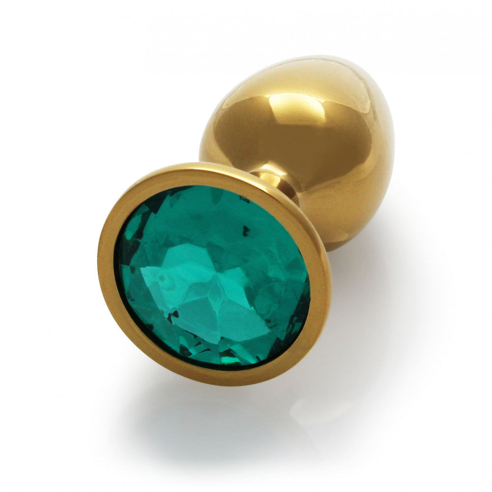 Small Anal Plug - Green Crystal Jewel Ouch! golden