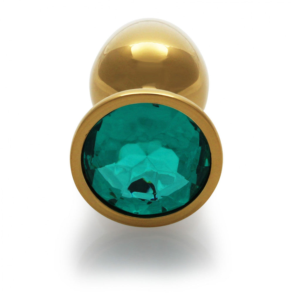 Small Anal Plug - Green Crystal Jewel Ouch! golden