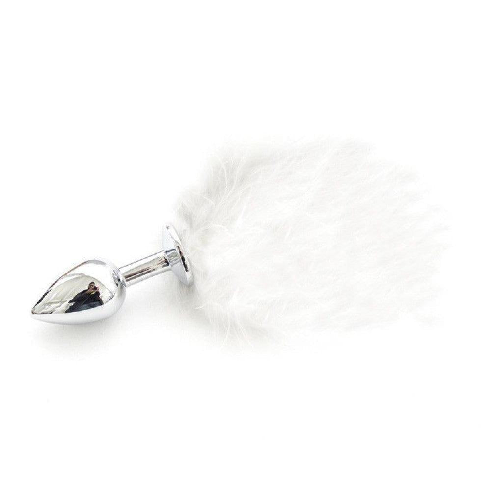 Small Metal Butt Plug with Fluffy White Tail