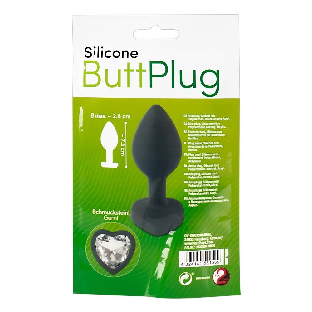 Small Silicone Crystal Heart Butt Plug