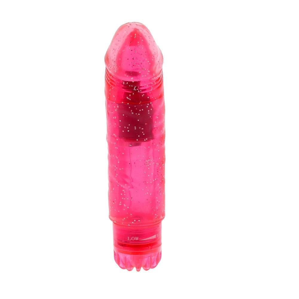 Small jelly vibrator Gleamy Glitter pink