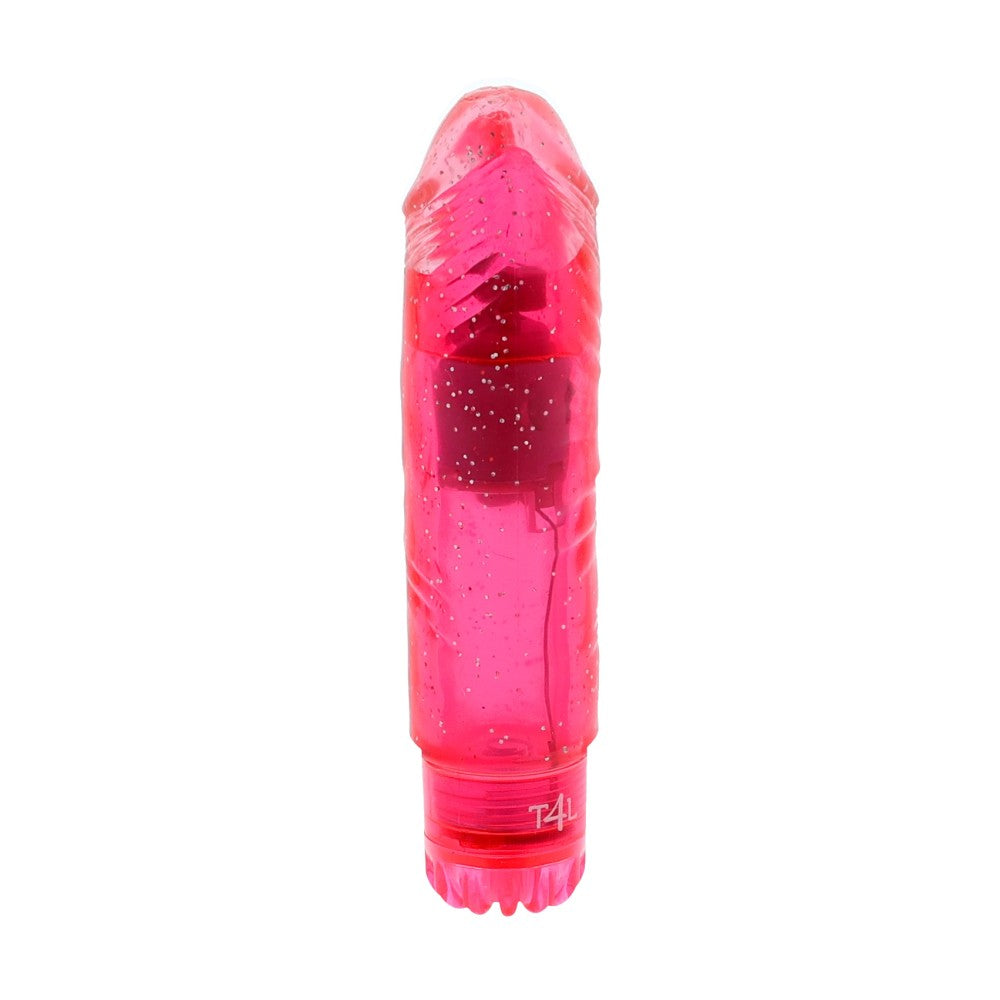 Small jelly vibrator Gleamy Glitter pink
