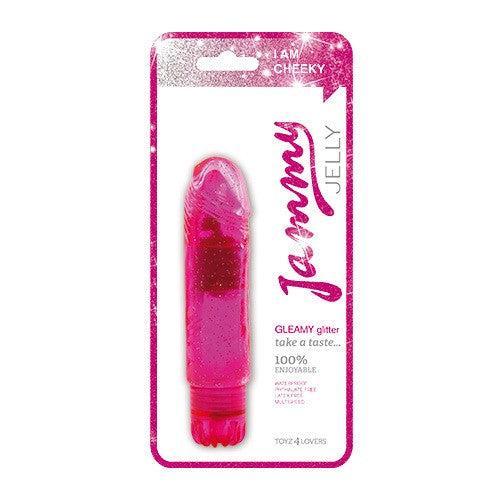 Small jelly vibrator Gleamy Glitter pink