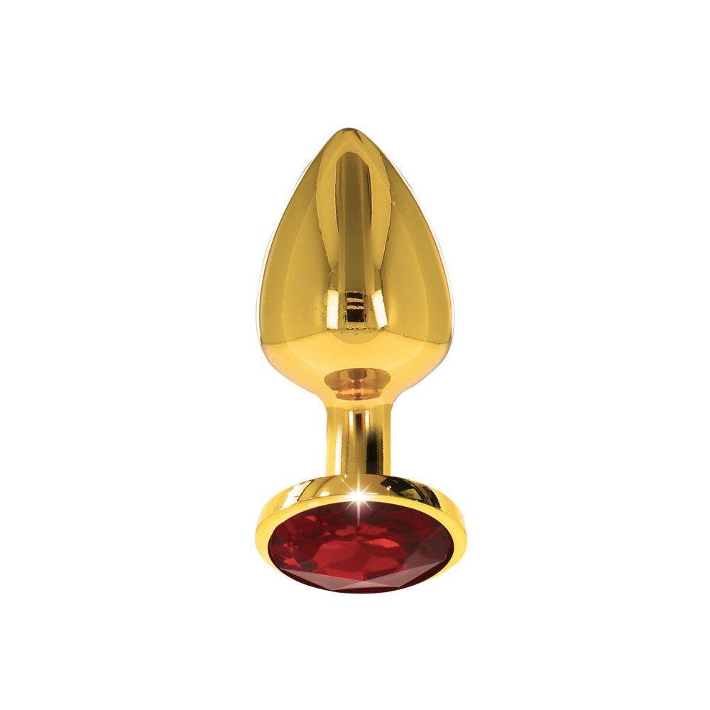 Small metal butt plug in gold with red crystal Taboom S