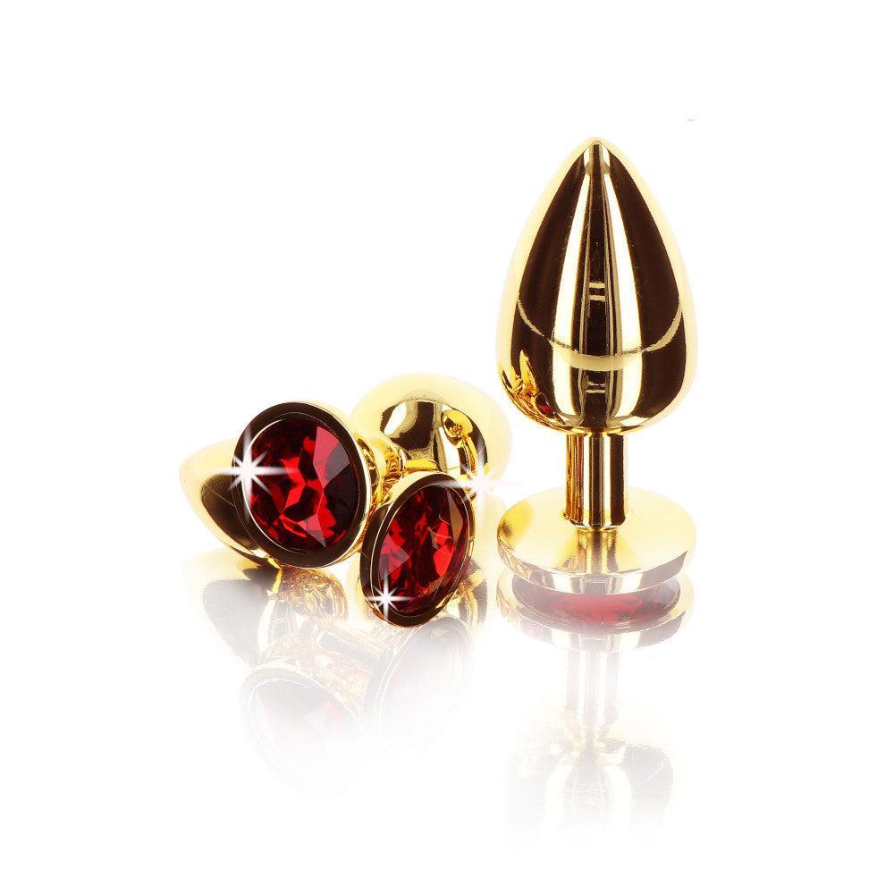 Small metal butt plug in gold with red crystal Taboom S