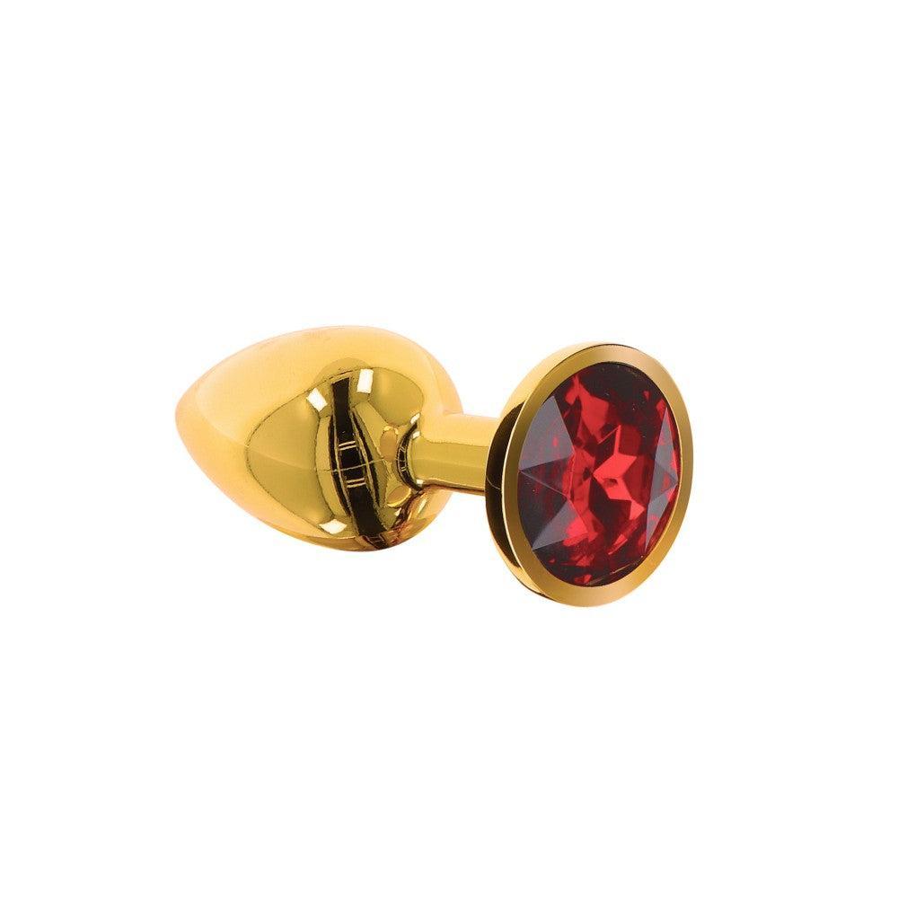 Small metal butt plug in gold with red crystal Taboom S