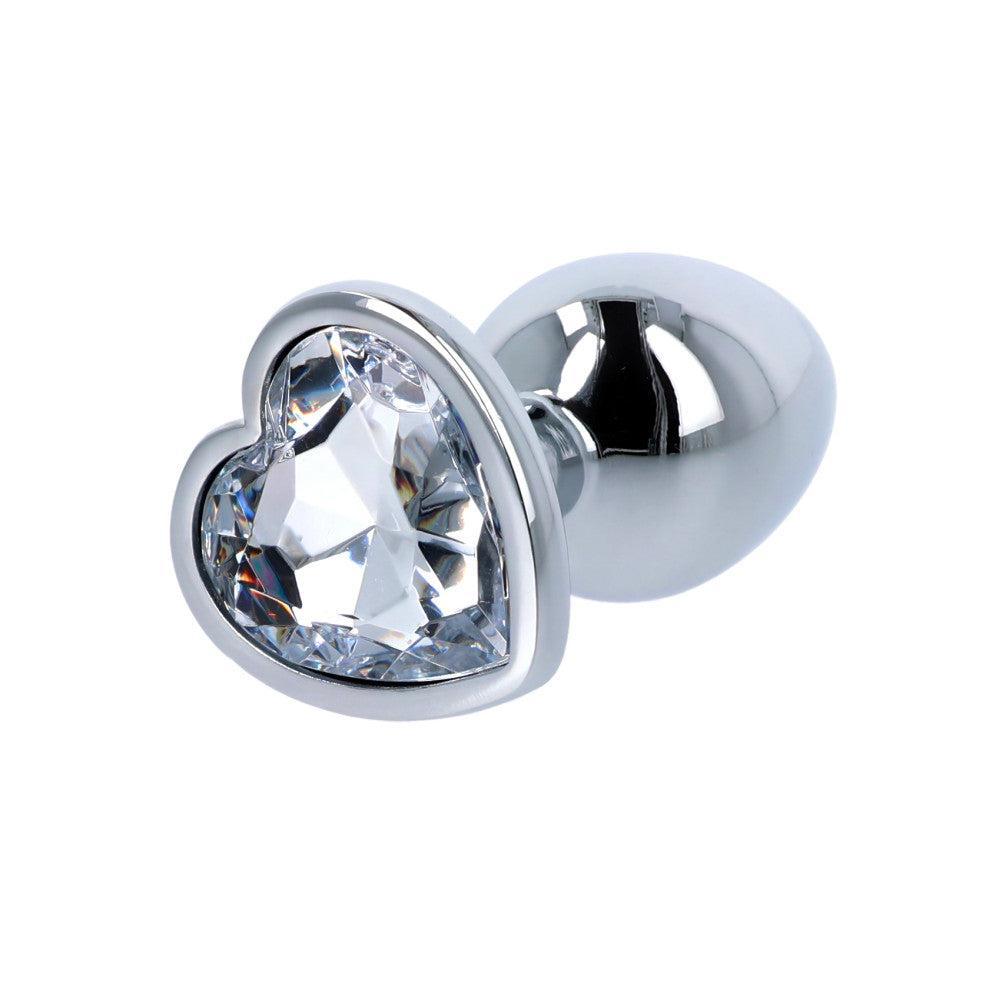 Small metal butt plug jewel with heart crystal T4L S
