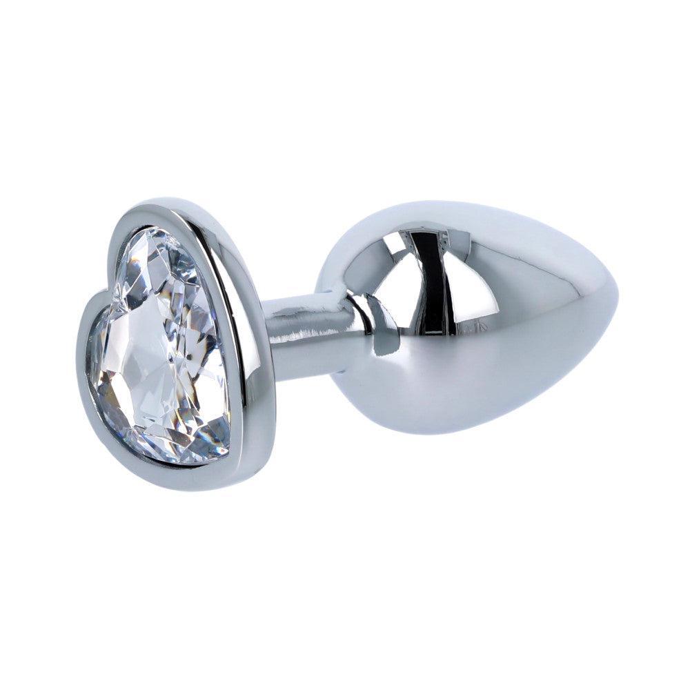 Small metal butt plug jewel with heart crystal T4L S