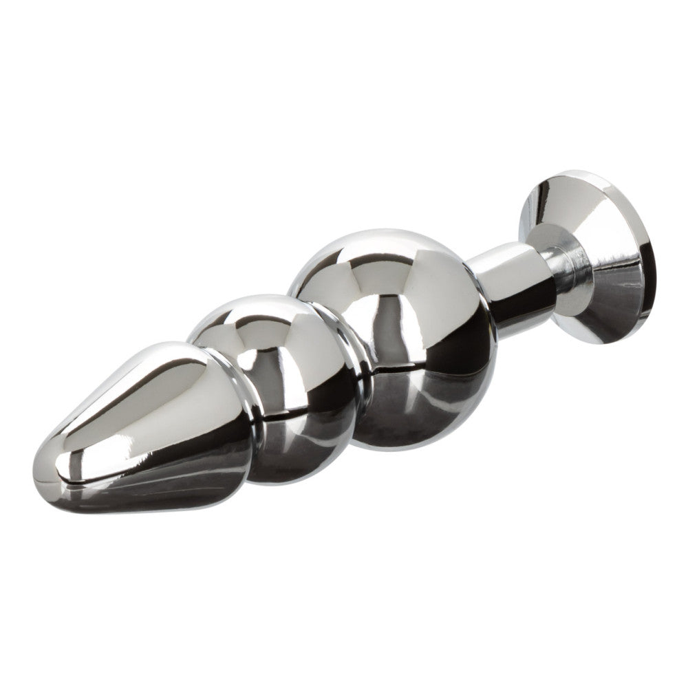 Star Fucker Beaded Crystal Metal Butt Plug with Silicone Cock & Balls Rings