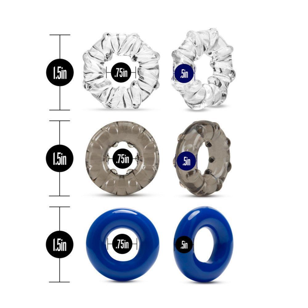 Stay Hard Triple Stretch Cock Rings 3-Pcs