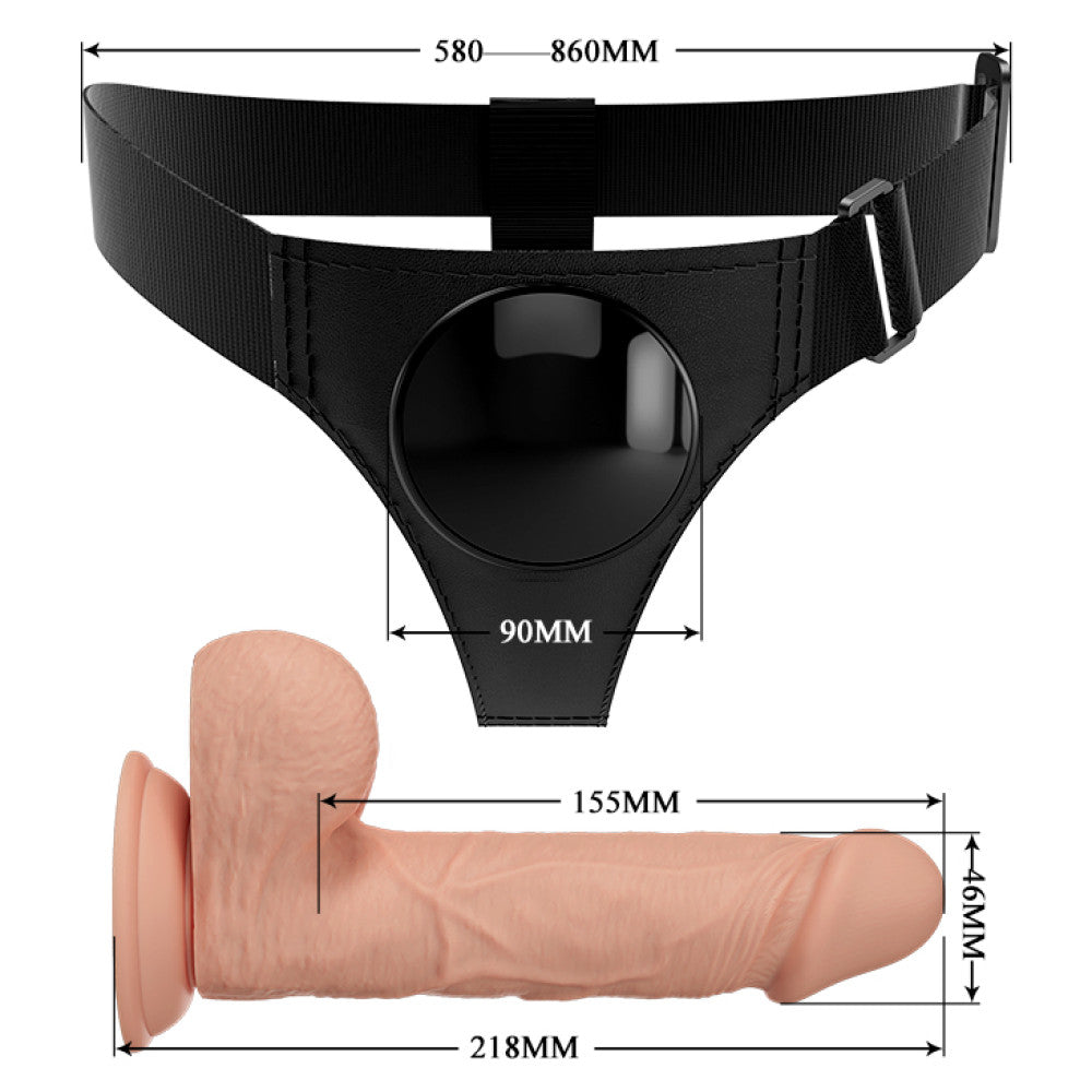 Strap-on Belt with Vacuum Grip & Realistic Dildo