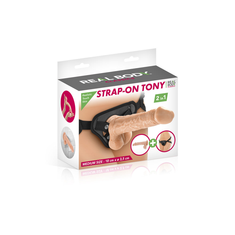 Strap-on belt with realistic dildo Real Body Tony