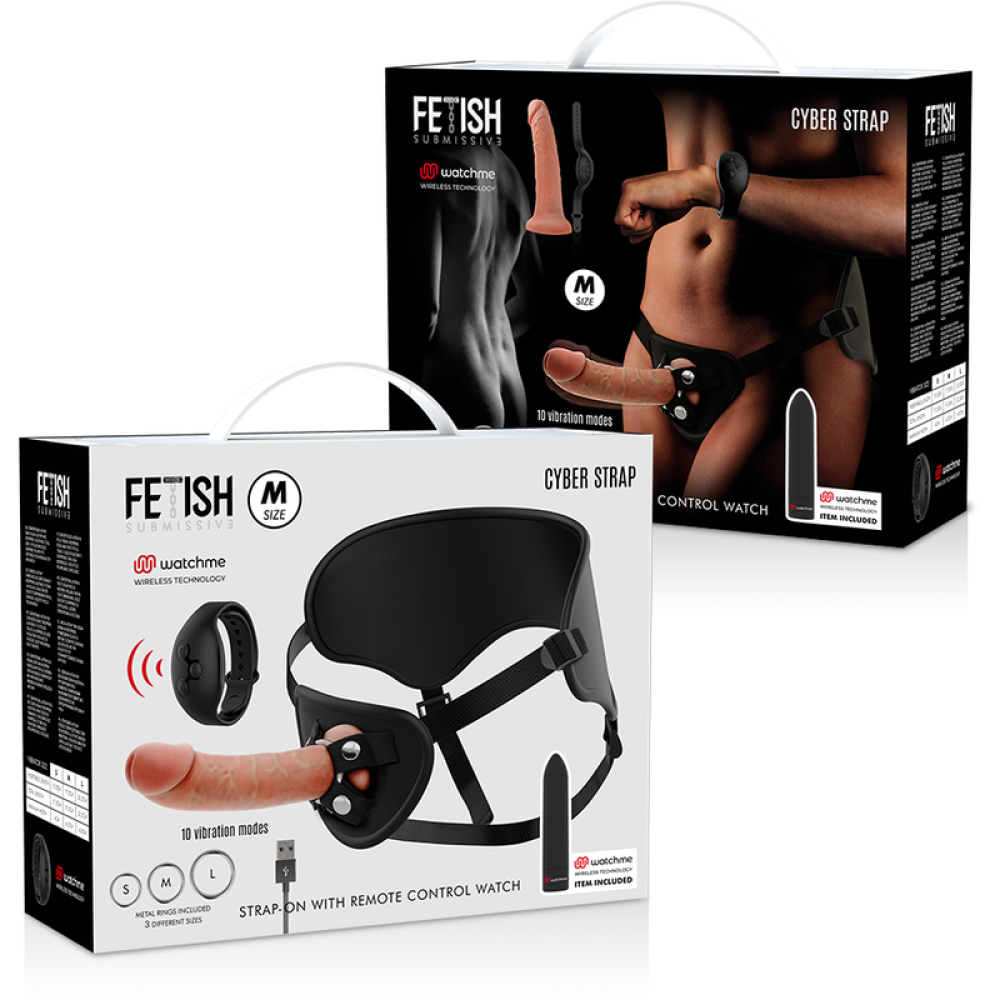 Cyber Strap Vibrating Strap-On Harness with Remote Watch