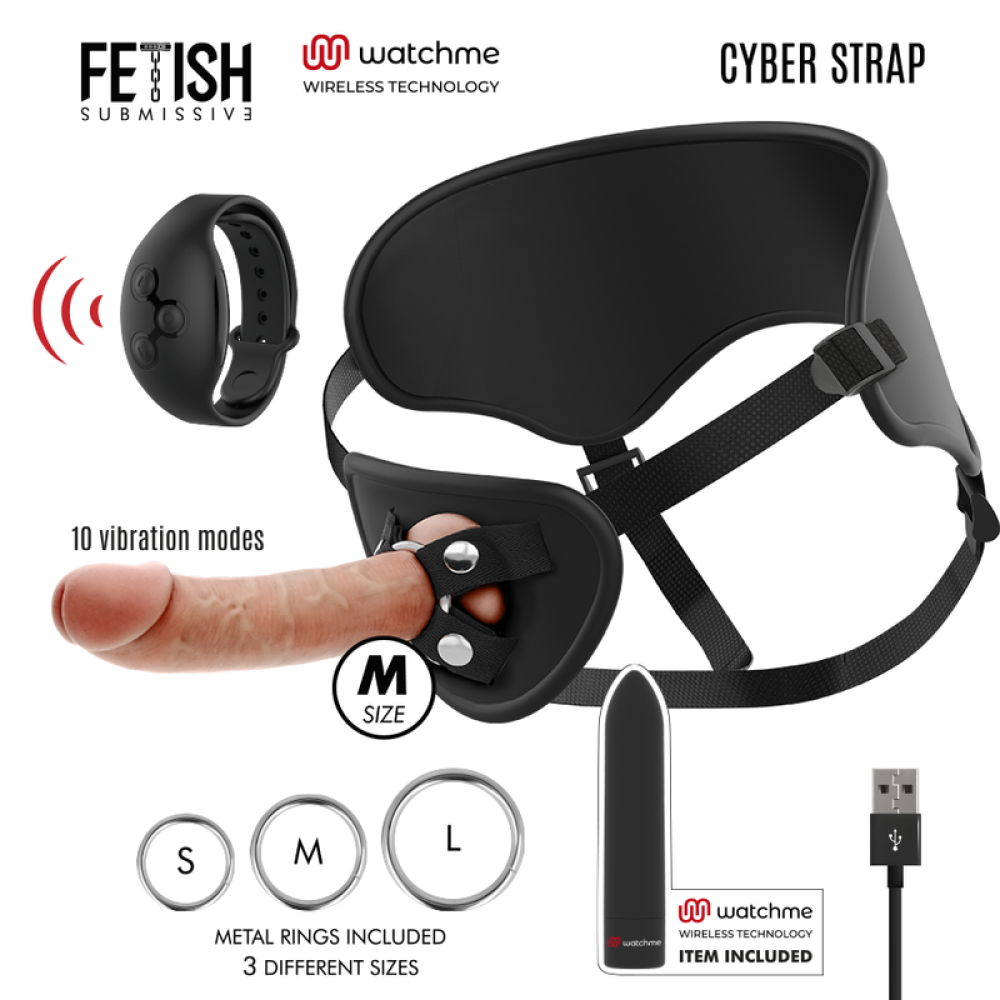 Cyber Strap Vibrating Strap-On Harness with Remote Watch