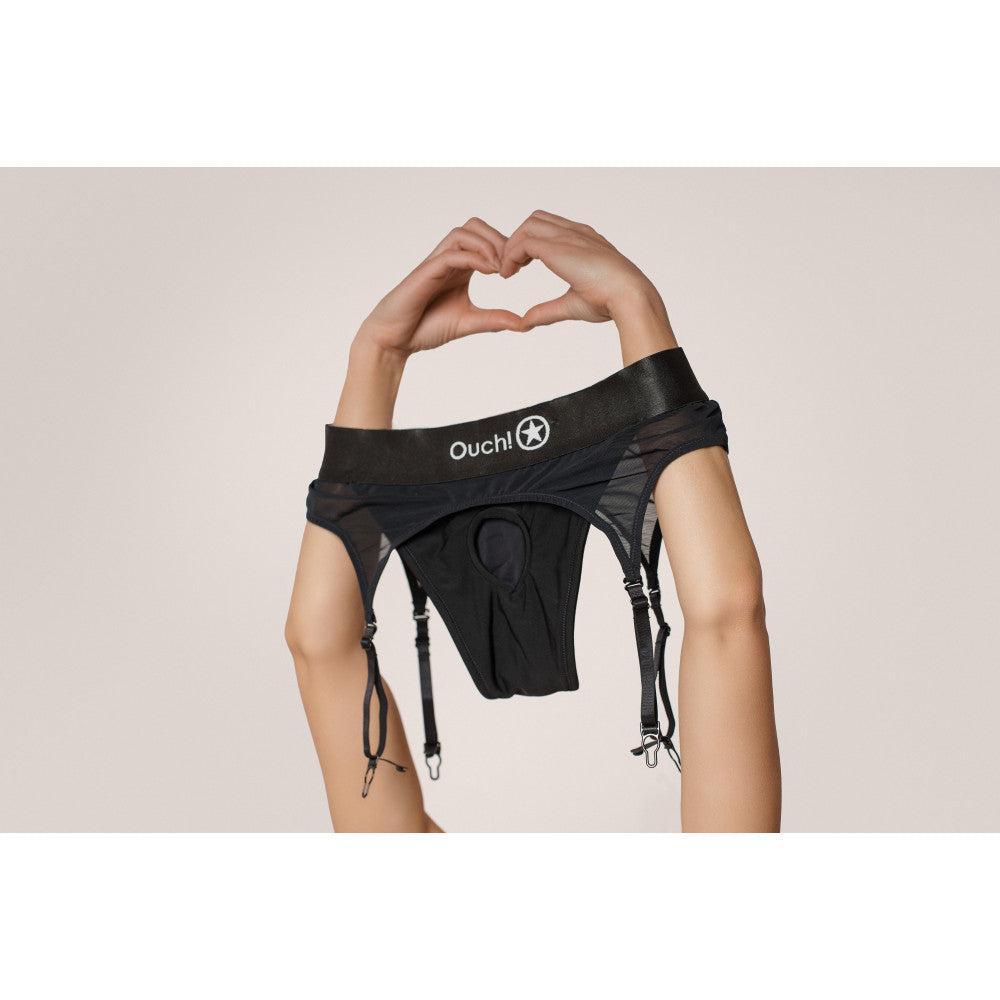 Strap-on thong with garter belt and bullet vibrator Ouch! XS/S