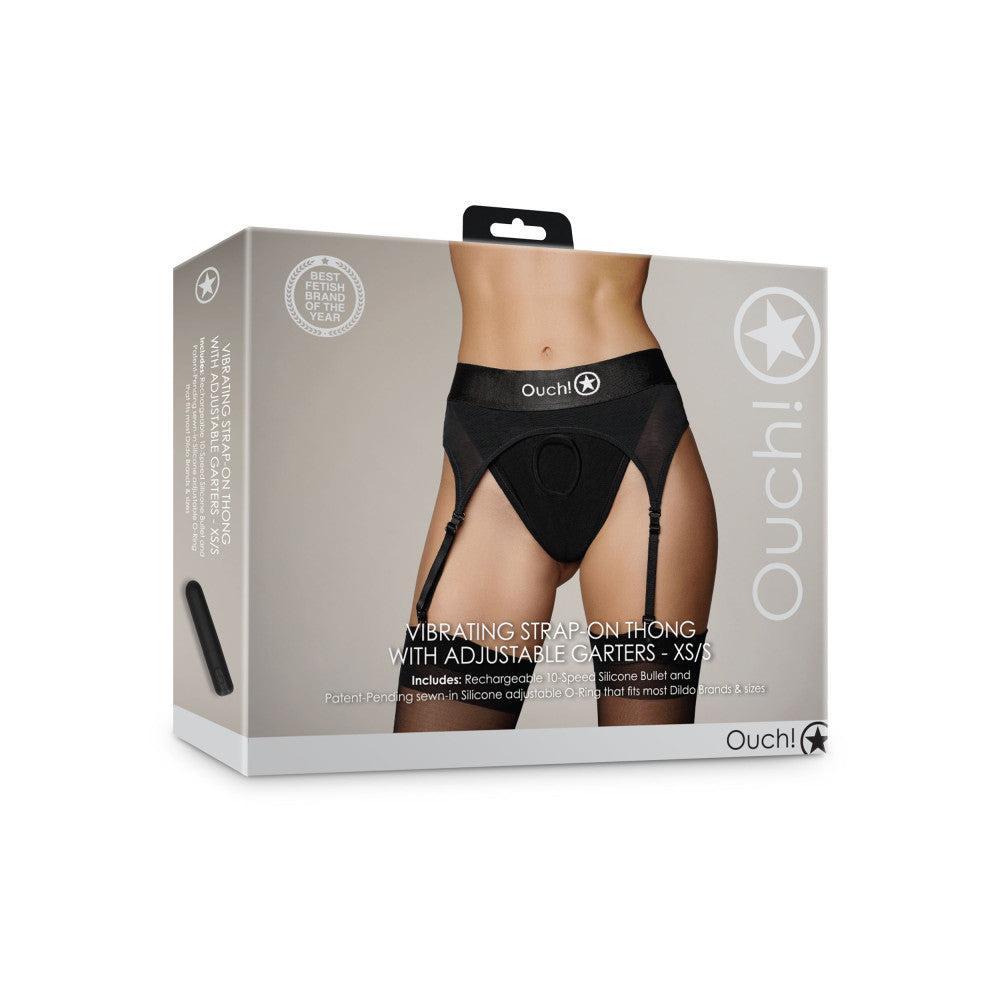 Strap-on thong with garter belt and bullet vibrator Ouch! XS/S