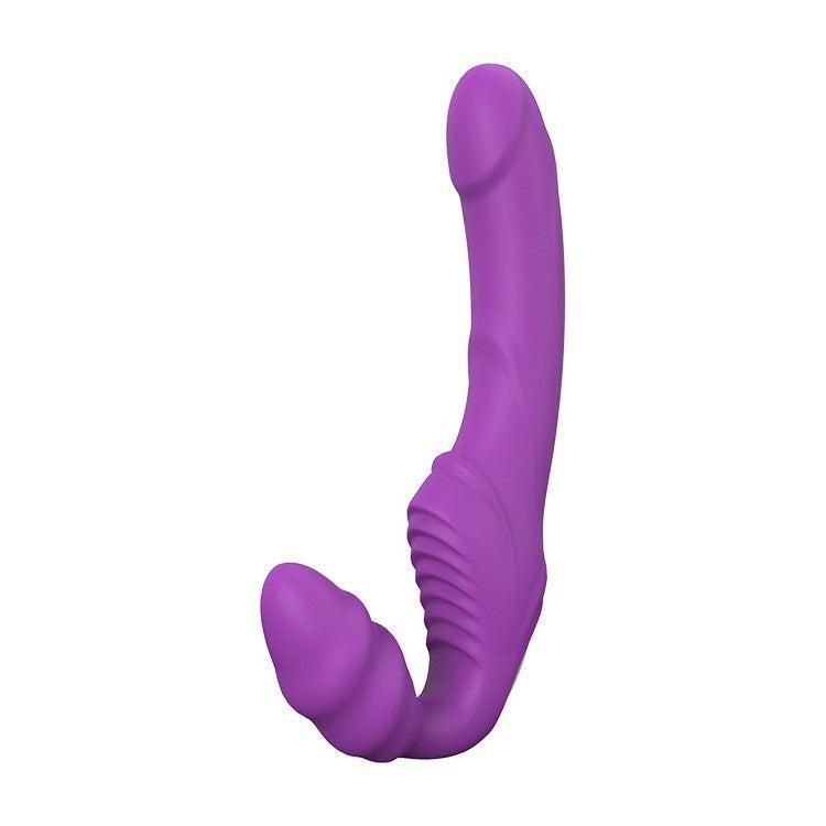 Strapless Strap-on Rechargeable Vibrating Double Dipper Dildo Purple