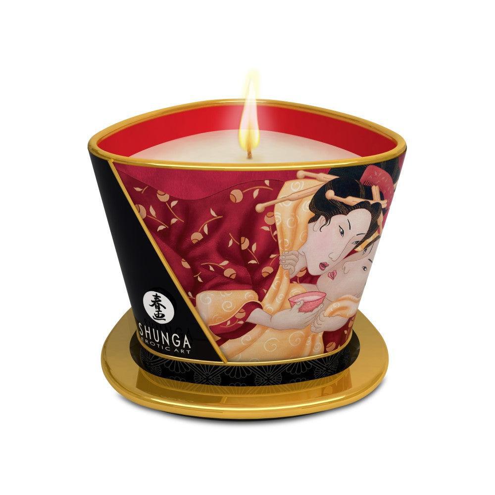 Strawberry Champagne Shunga Romance massage candle