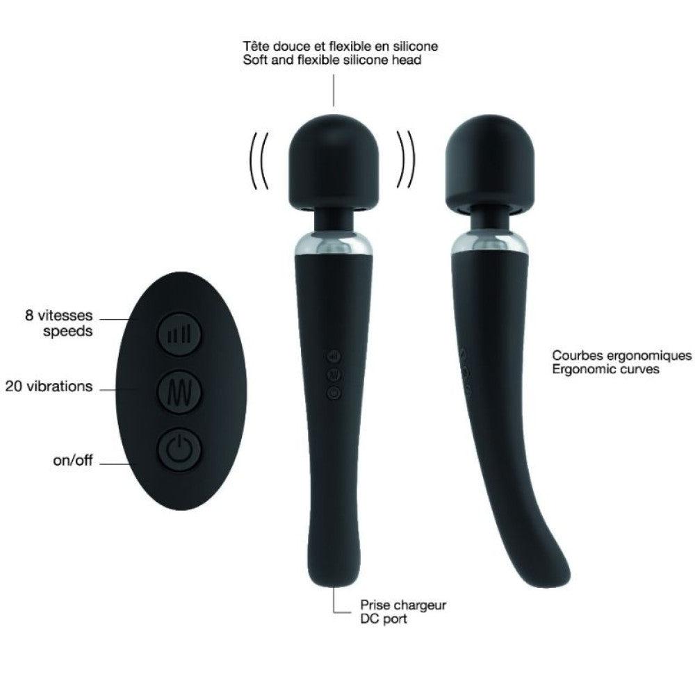 Megawand Rechargeable Powerful Wand Vibrator Black