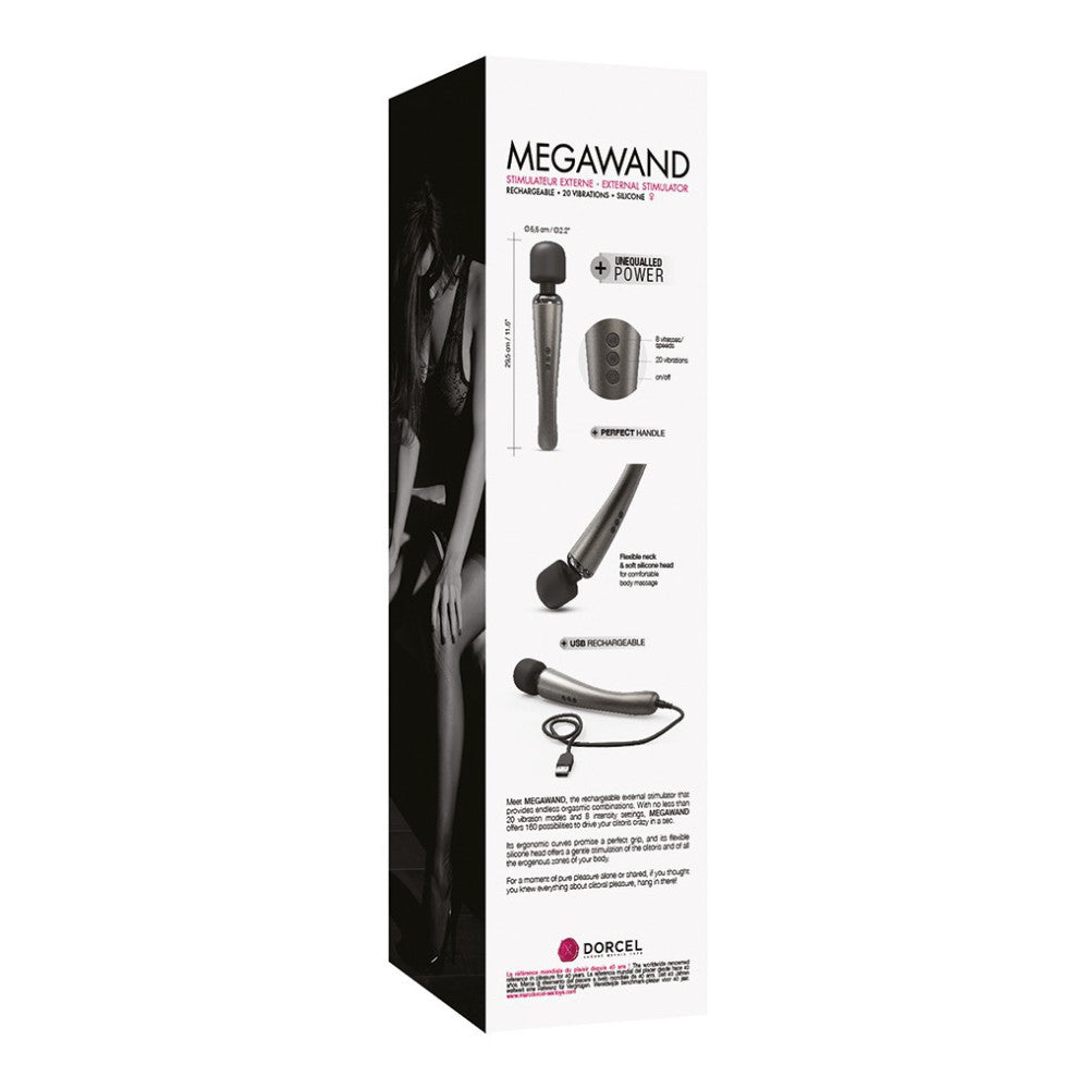 Megawand Rechargeable Powerful Wand Vibrator Silver
