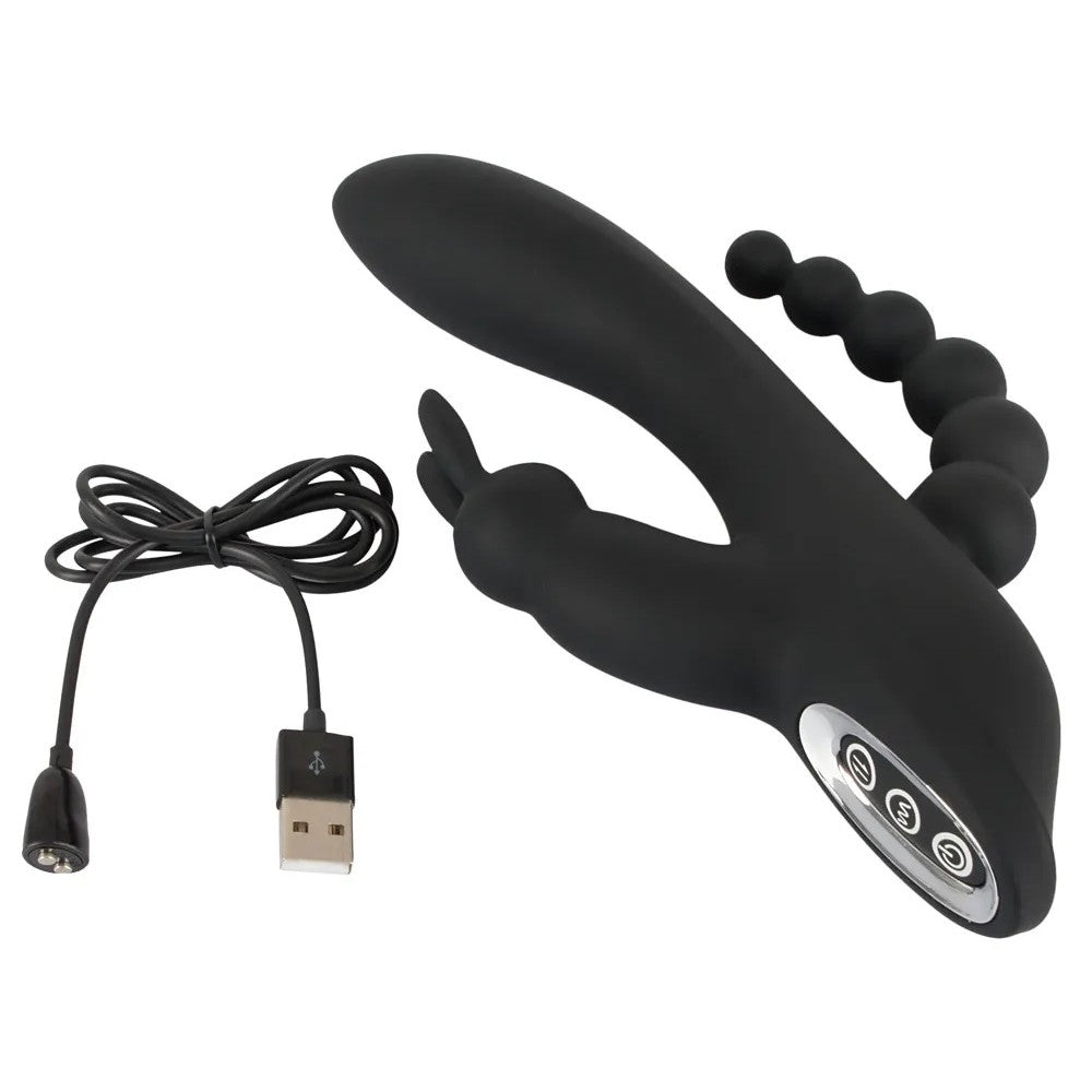 Sweet Smile Rechargeable Multifunctional Silicone Triple G-spot Vibrator
