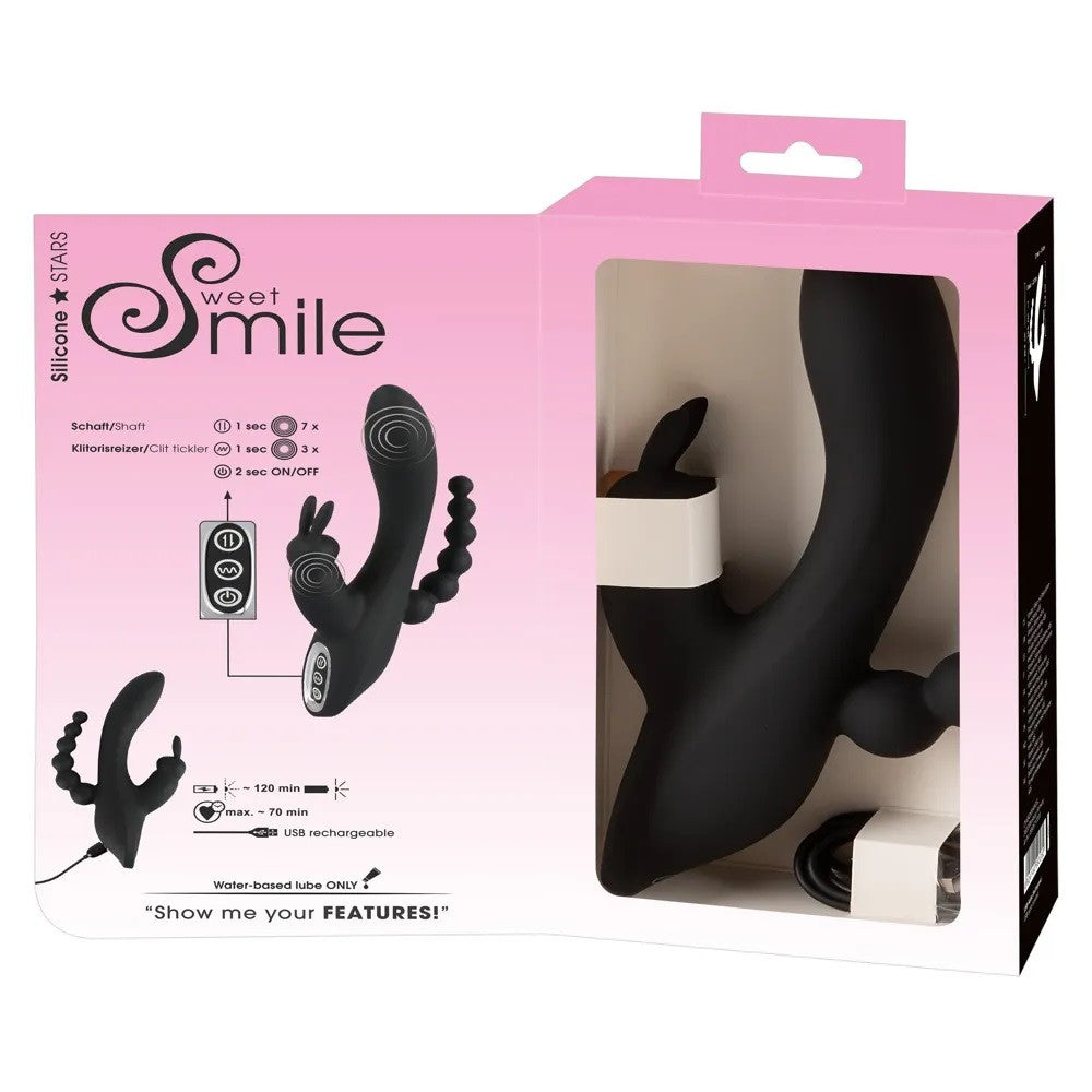 Sweet Smile Rechargeable Multifunctional Silicone Triple G-spot Vibrator