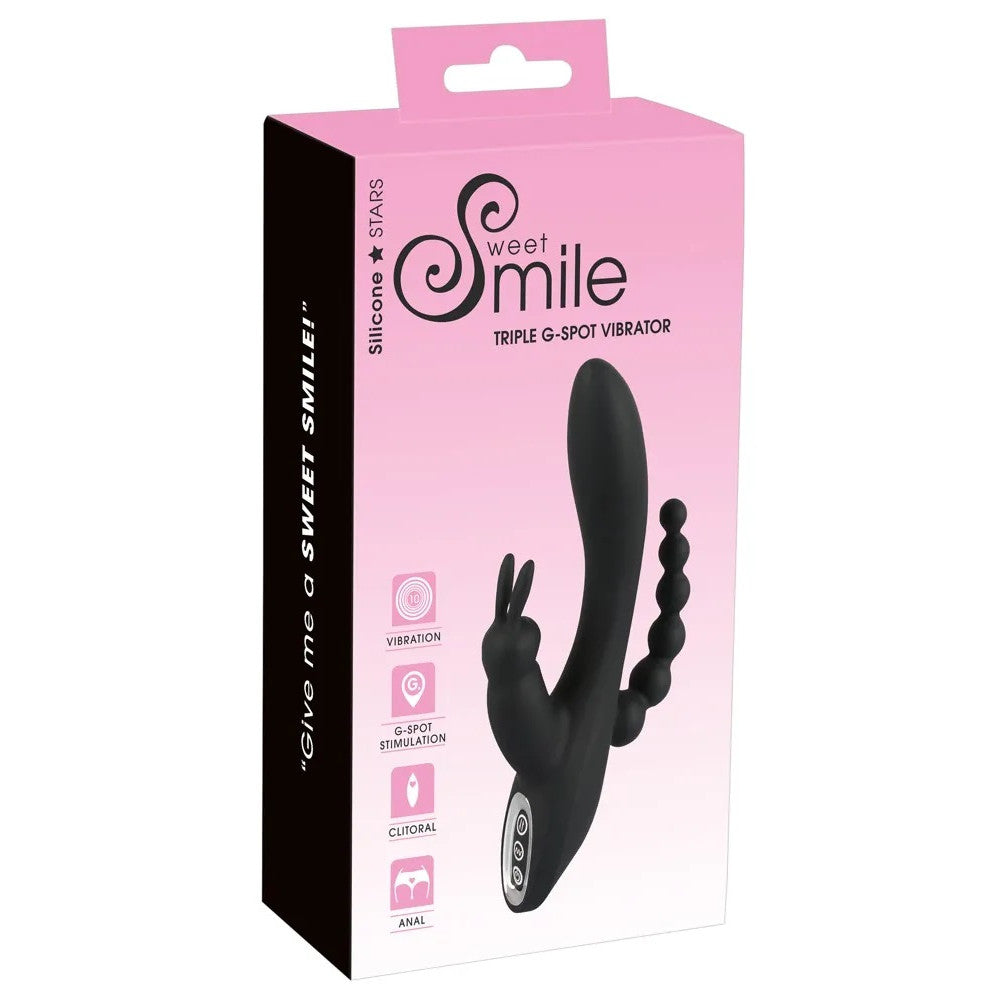 Sweet Smile Rechargeable Multifunctional Silicone Triple G-spot Vibrator