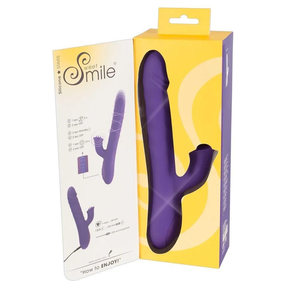 Sweet Smile Rechargeable Silicone Rabbit Vibrator with Rotating Beads