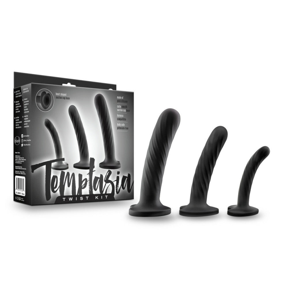 Temptasia Twist Silicone Vacuum Base Heart Dildos Set of 3 pcs.