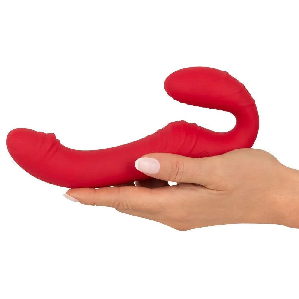 Triple Teaser Rechargeable Strapless Vibrator with Remote Red