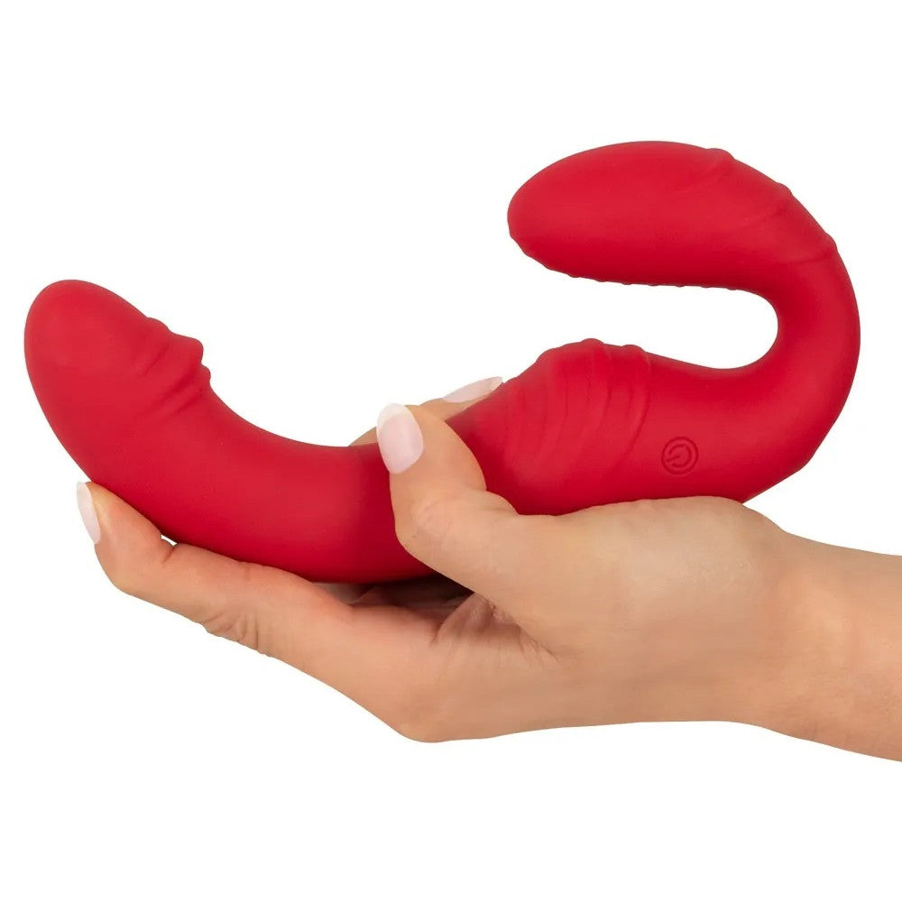 Triple Teaser Rechargeable Strapless Vibrator with Remote Red