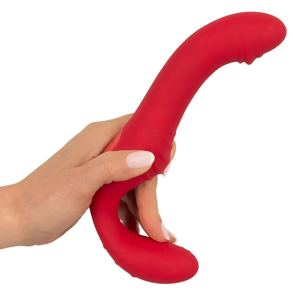 Triple Teaser Rechargeable Strapless Vibrator with Remote Red