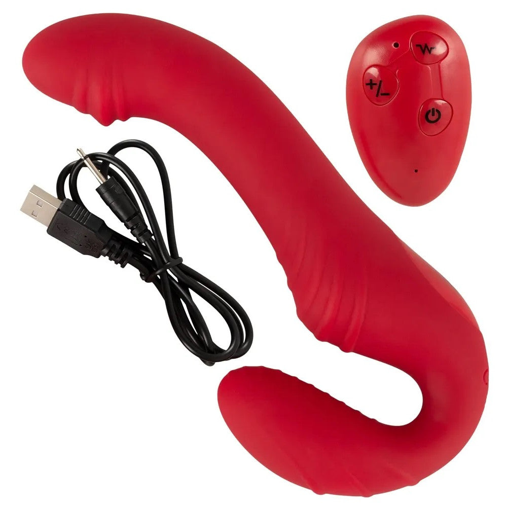 Triple Teaser Rechargeable Strapless Vibrator with Remote Red