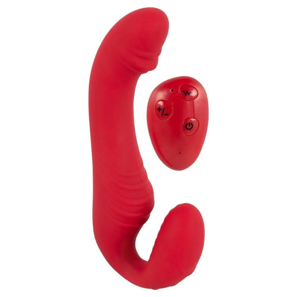 Triple Teaser Rechargeable Strapless Vibrator with Remote Red