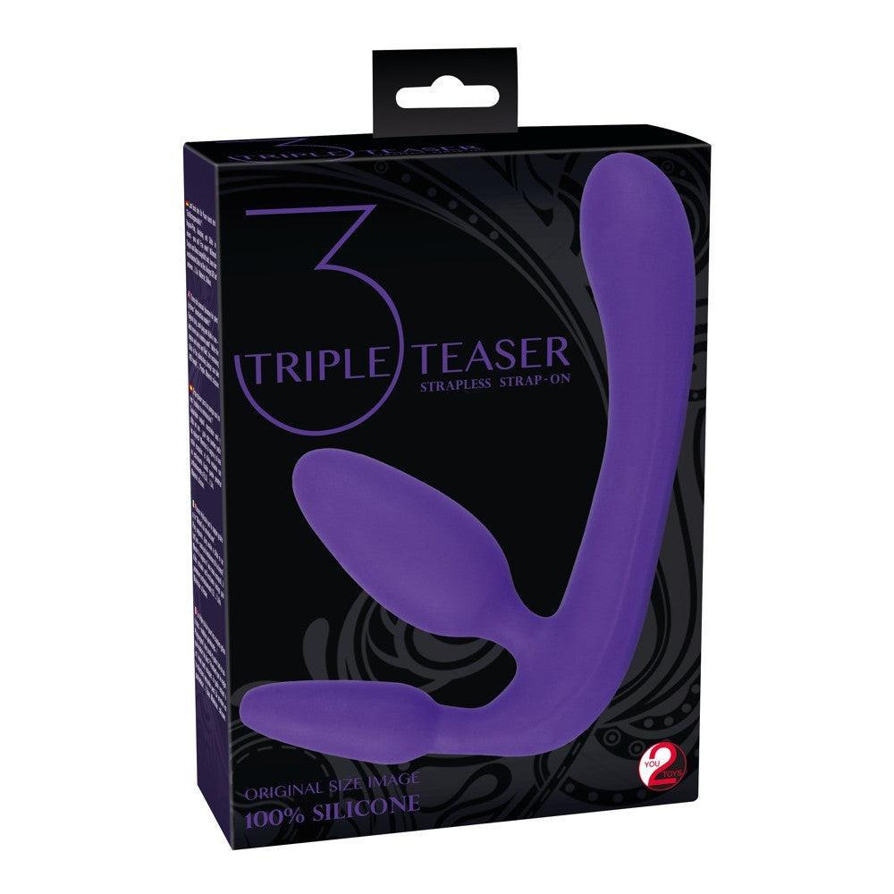 Triple Teaser Strapless Strap-on Dildo Purple