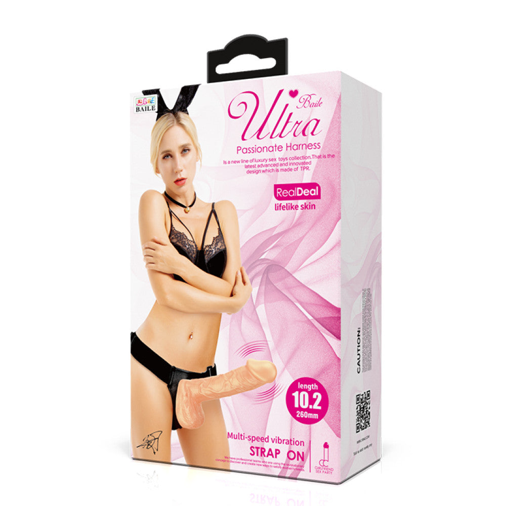 Ultra Passionate Vibrating Strap-on Harness with Large Realistic Dildo