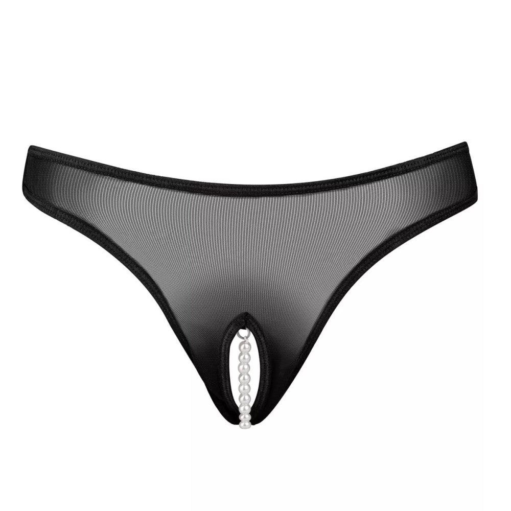 Underneath Jade erotic crotchless thong with pearls