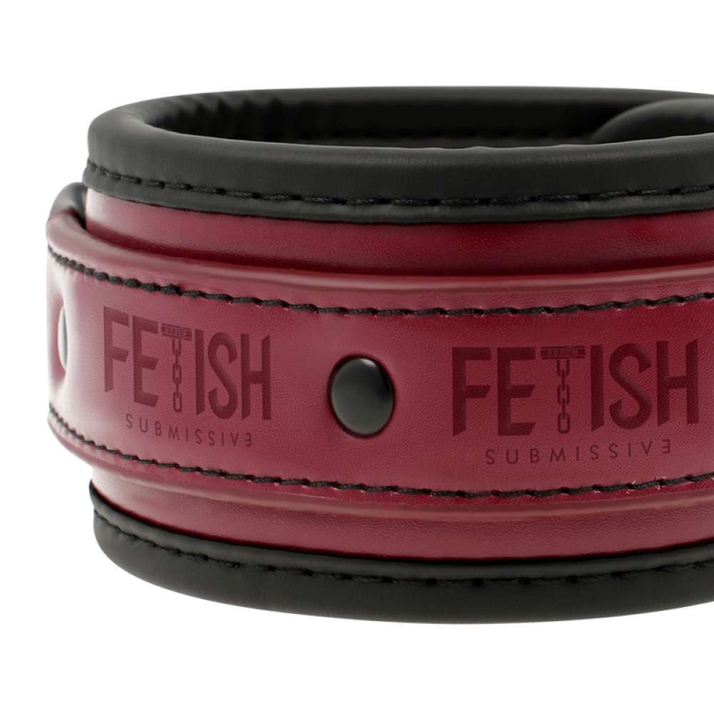 Fetish Submissive Vegan Leather Handcuffs Red