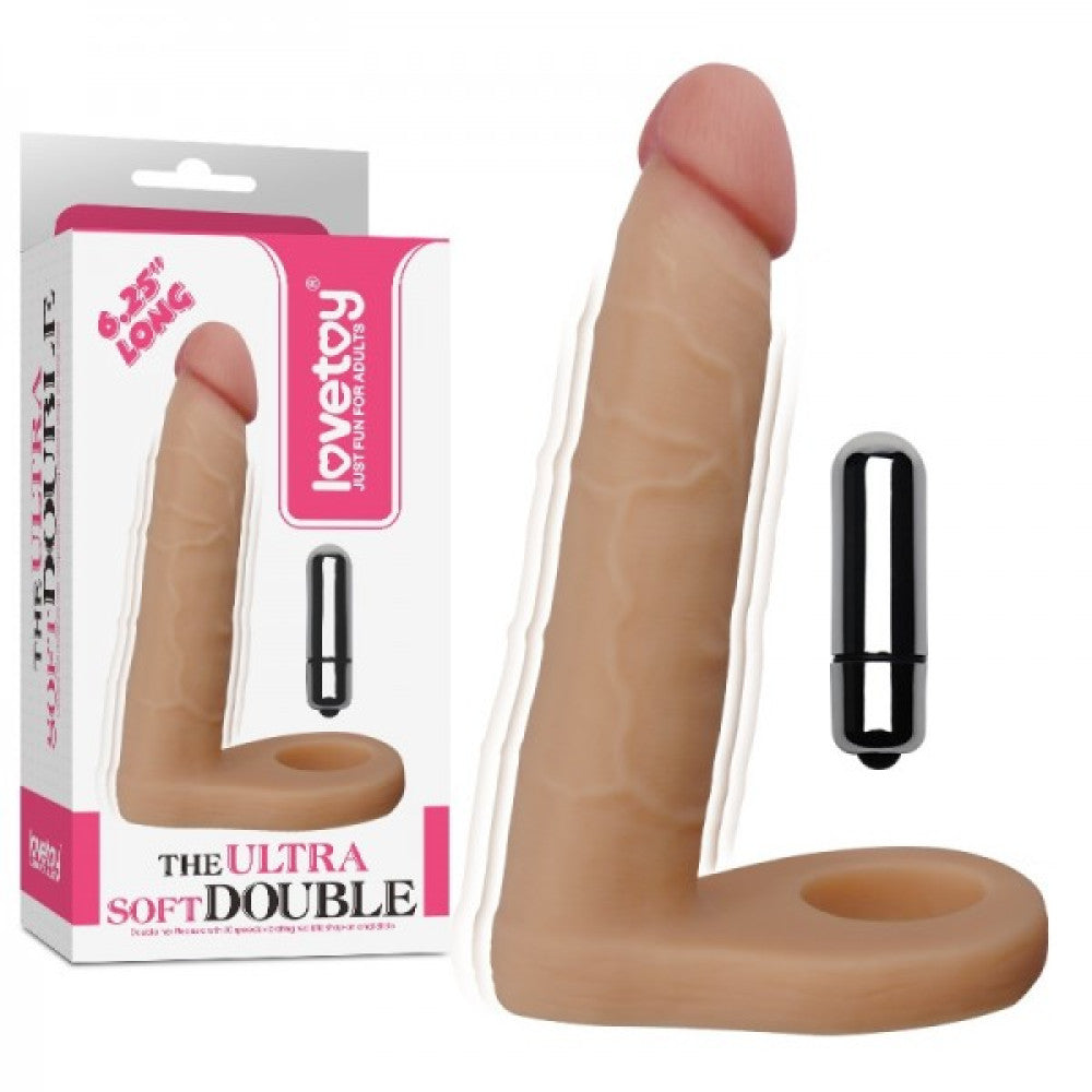 Vibrating anal dildo with cock ring The Ultra Soft Double 15.5 cm