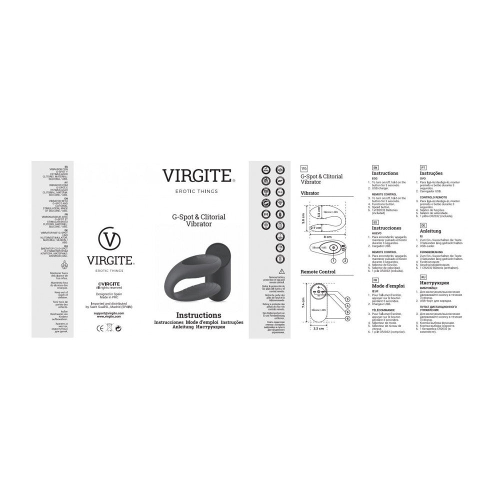 Virgite E12 Remote Control Vibrator for Couples Black