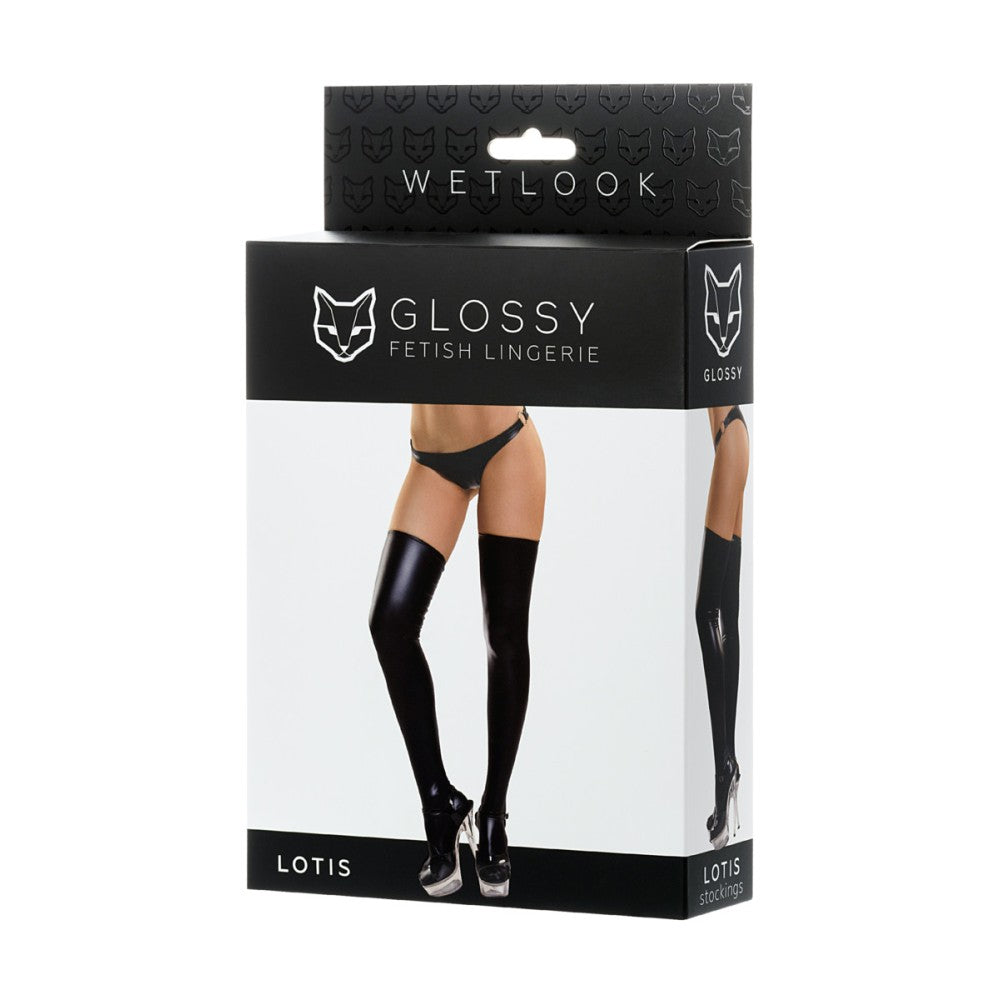 Wetlook Lotis Elegant Wet Look Garter Stockings