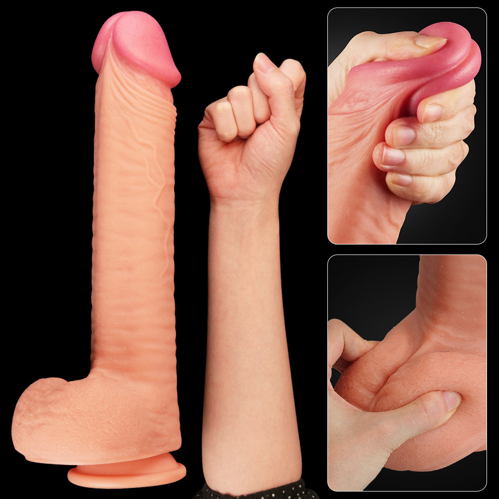 Nature Cock 12" Large Dual Layer Realistic Silicone Dildo