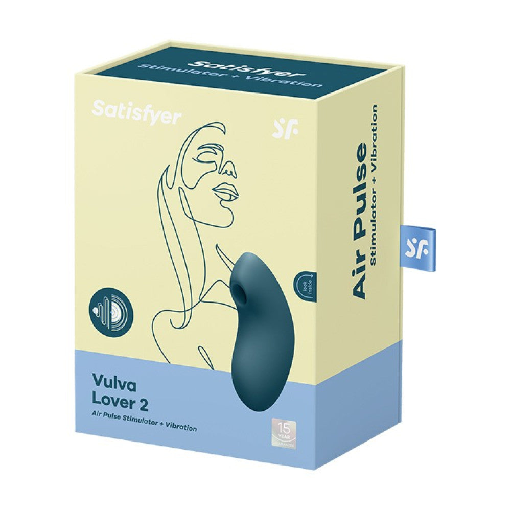 2 in 1 Clitoris stimulator silicone with vibrations and air waves Satisfyer Vulva Lover 2 blue