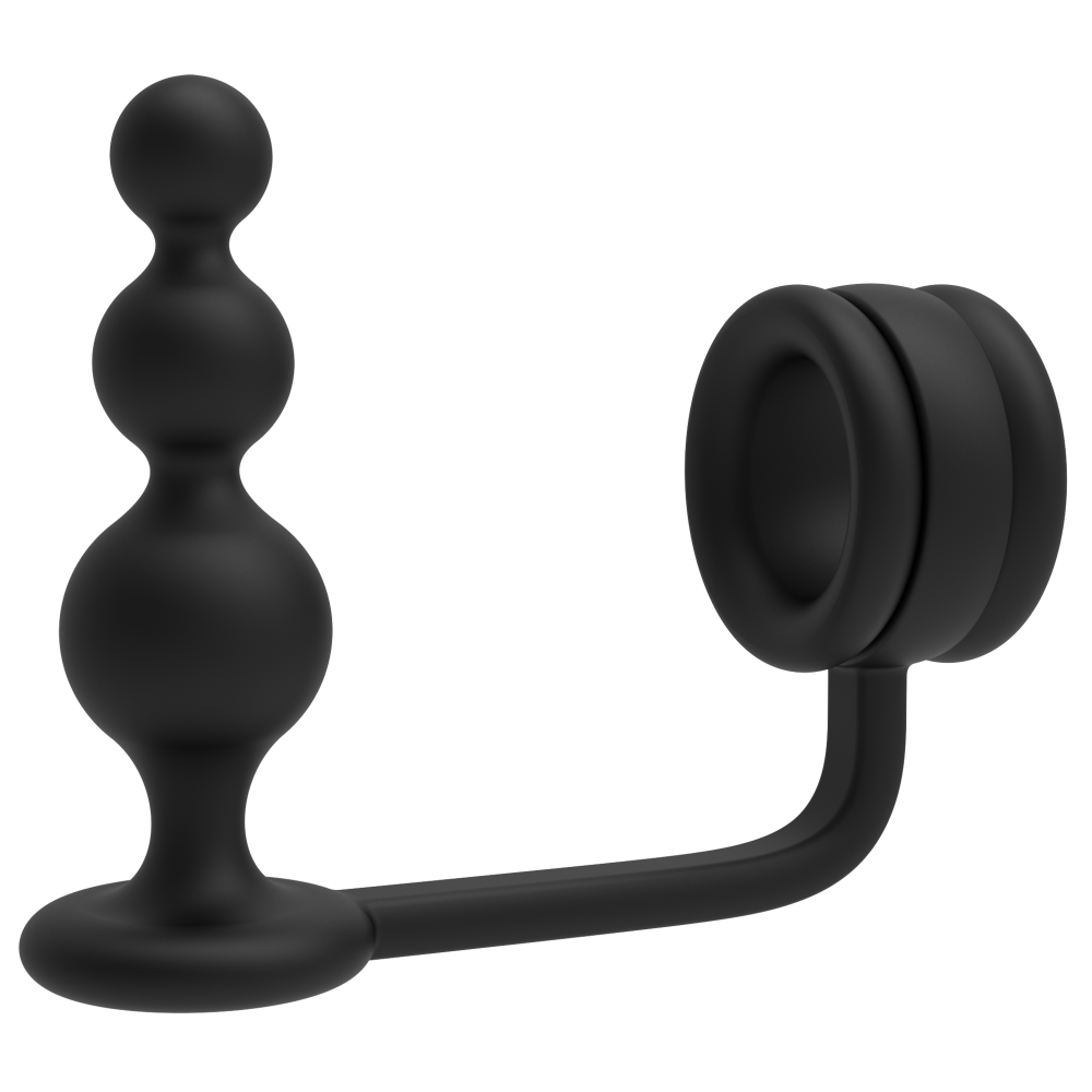 2 in 1 Silicone Cock Ring with Anal Rosary Ramrod