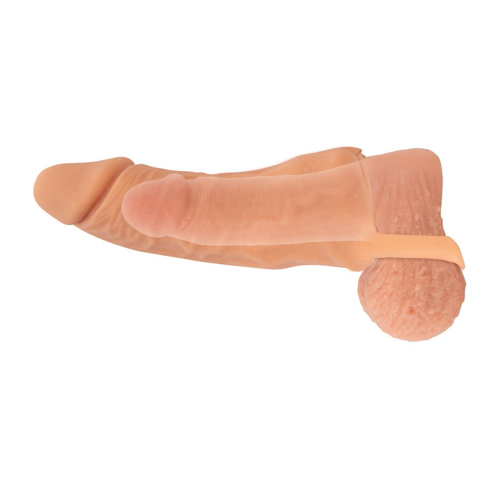 2 in 1 realistic penis extender and vagina masturbator Nature Skin size M +3 cm.