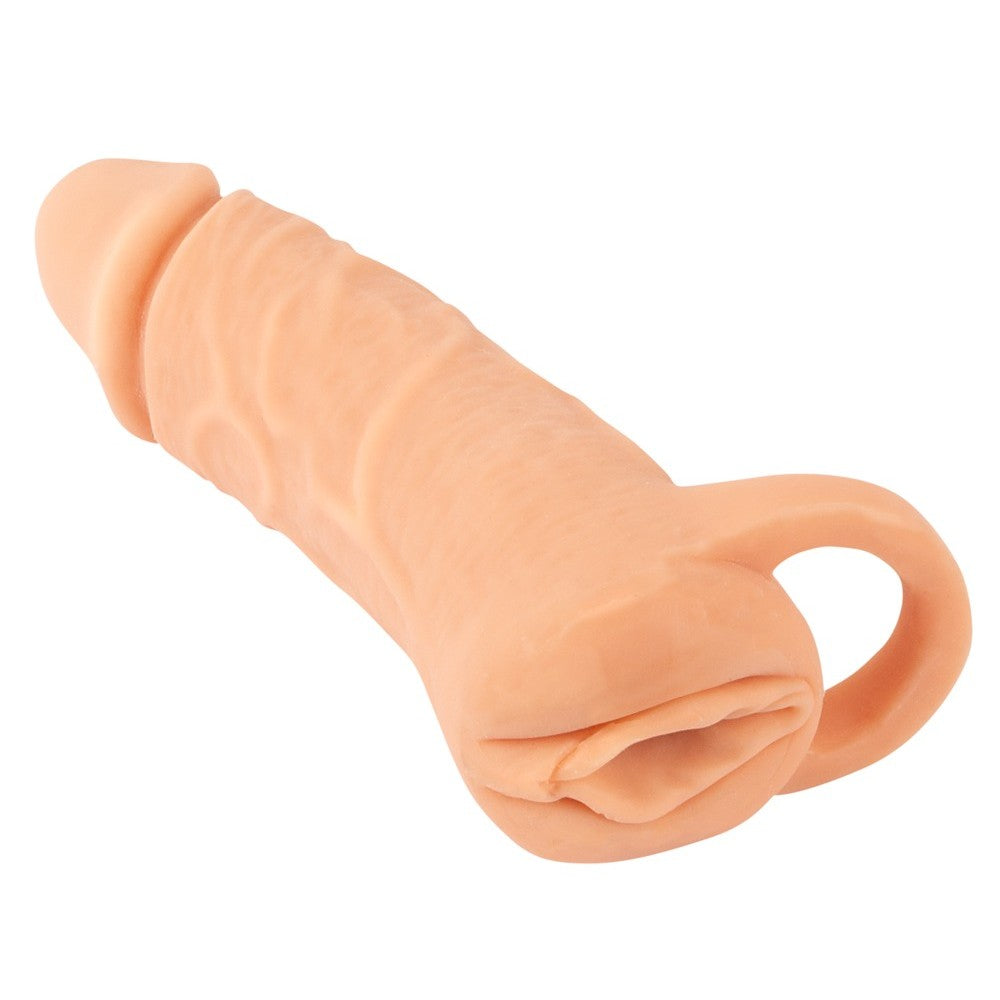 2 in 1 realistic penis extender and vagina masturbator Nature Skin size M +3 cm.