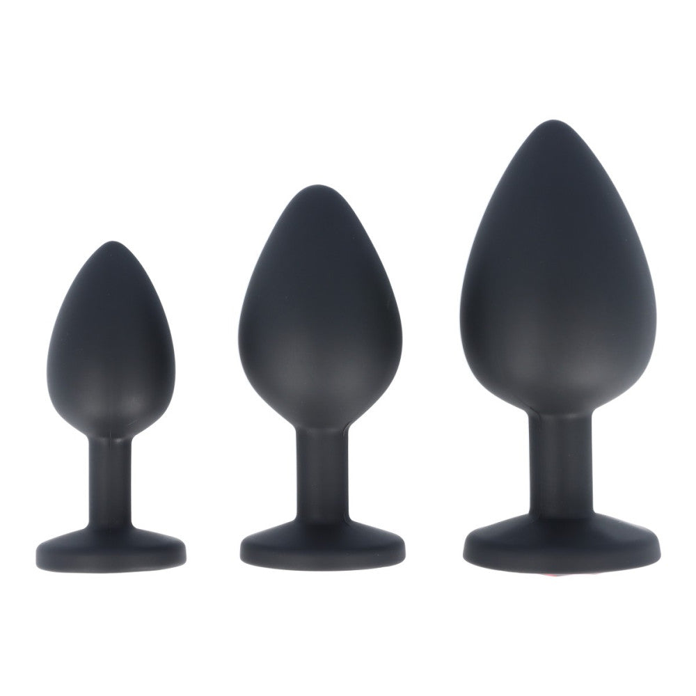 3 pcs Butt plug set silicone toys with Virgite E13 crystal